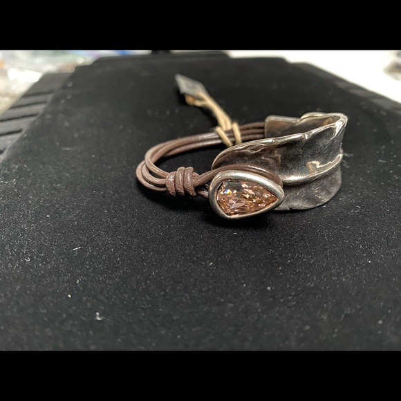 Sale 💥Mad about Love Unode50 Brown Leather Purple Swarovski Bracelet - Picture 4 of 7